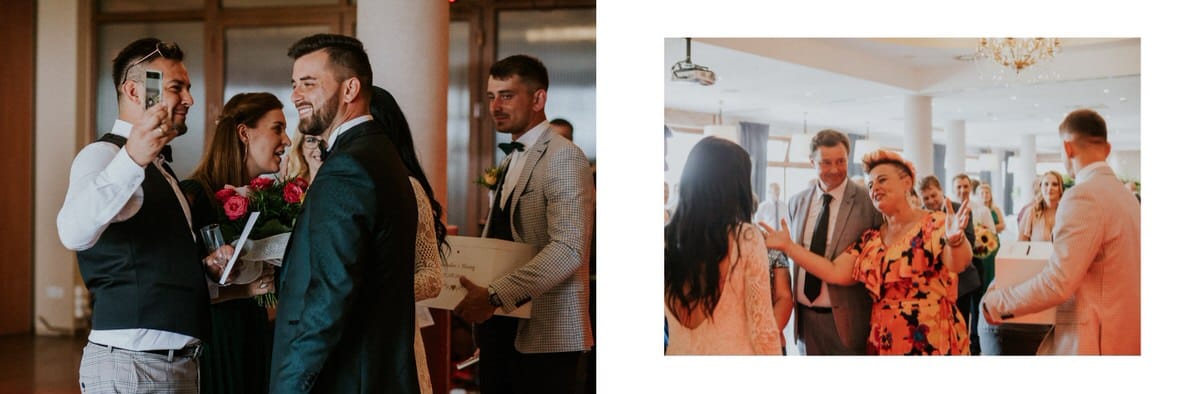 Goście weselni podczas rozmowy i świętowania