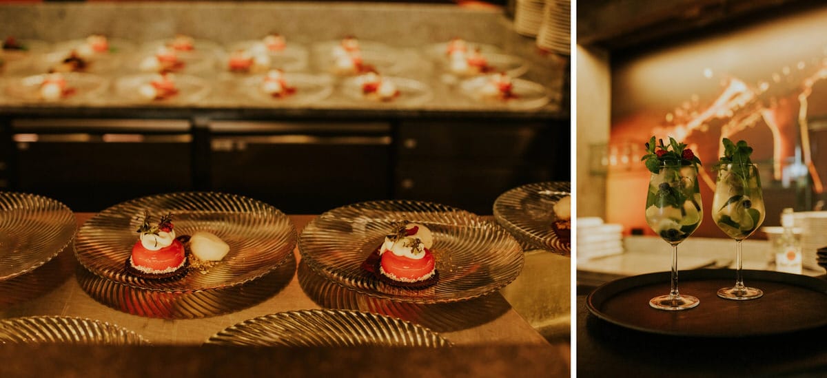 Desery i koktajle w eleganckiej restauracji.