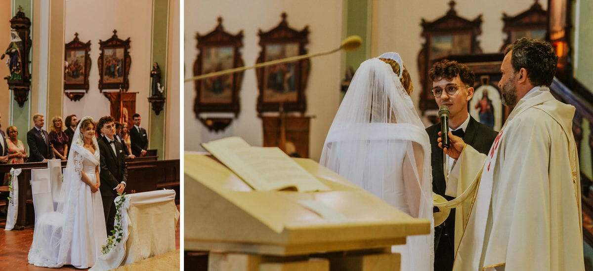Para młoda podczas ceremonii ślubnej w kościele.